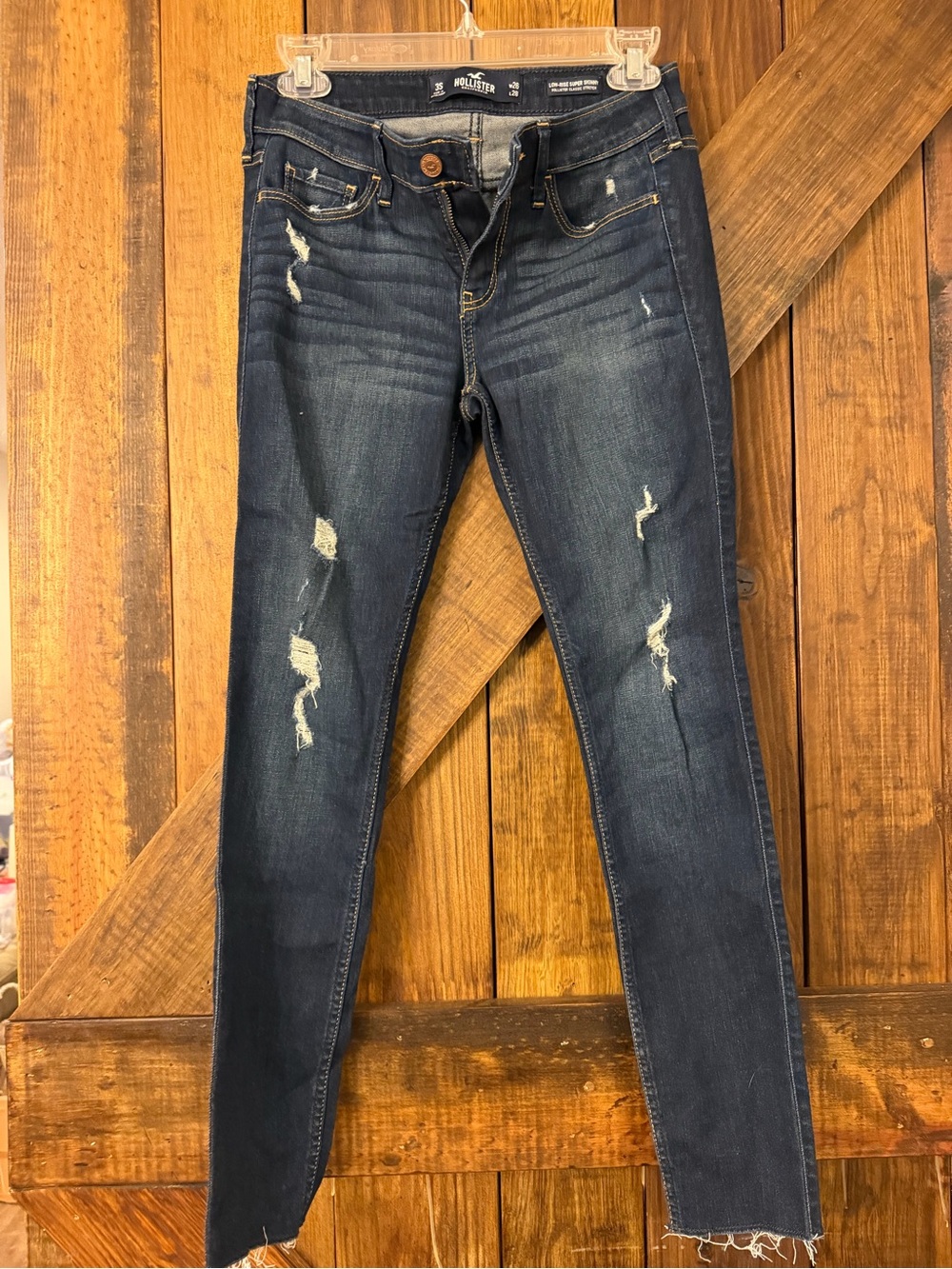 Hollister Dark Blue Distressed Skinny Jeans vintage